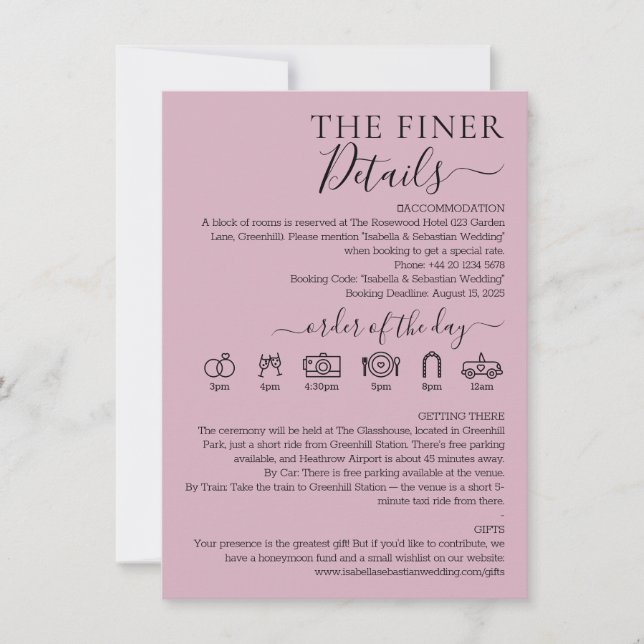 Pastel Blush Pink Wedding Finer Details Invitation (Front)