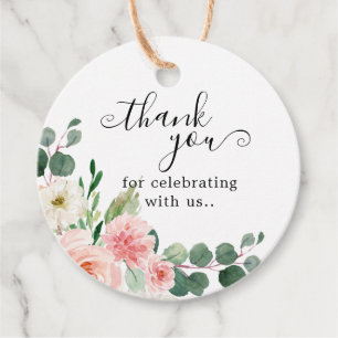 Pastel Blush Pretty Pink Botanical Bridal Shower F Favour Tags