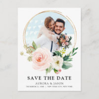 Pastel Blush Pretty Pink Botanical Save the Date P