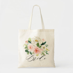 Pastel Blush Pretty Pink Floral Botanical Bride Tote Bag