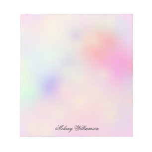 Pastel Blush Rose Pink Lavender Marble Custom Name Notepad