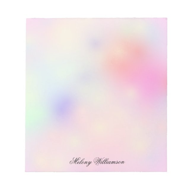 Pastel Blush Rose Pink Lavender Marble Custom Name Notepad (Front)