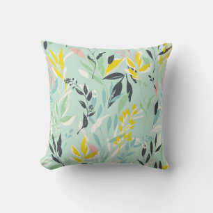 Pastel Bohemian Foliage Pattern Cushion