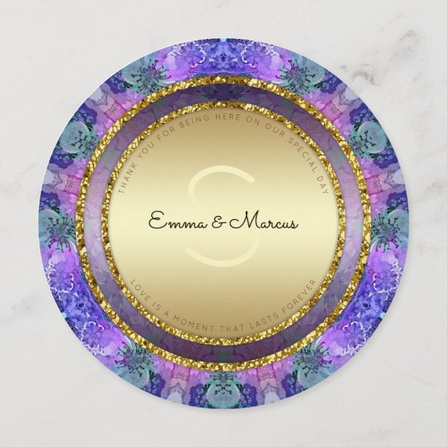 Pastel Boho Batik Round Wedding Menu Cards (Back)