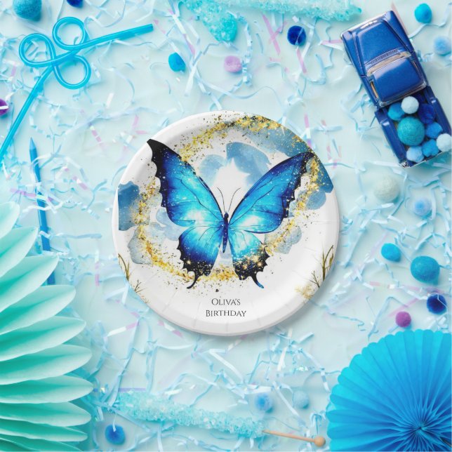  Pastel Boho Butterfly Birthday Paper Plate (Party)