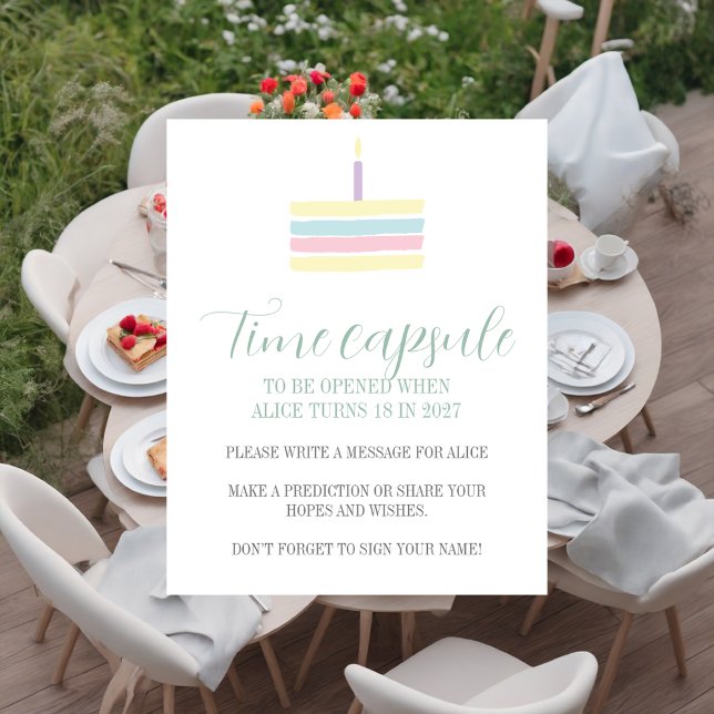 Pastel boho cake 1st Birthday Time Capsule   Poster (Creator Uploaded)
