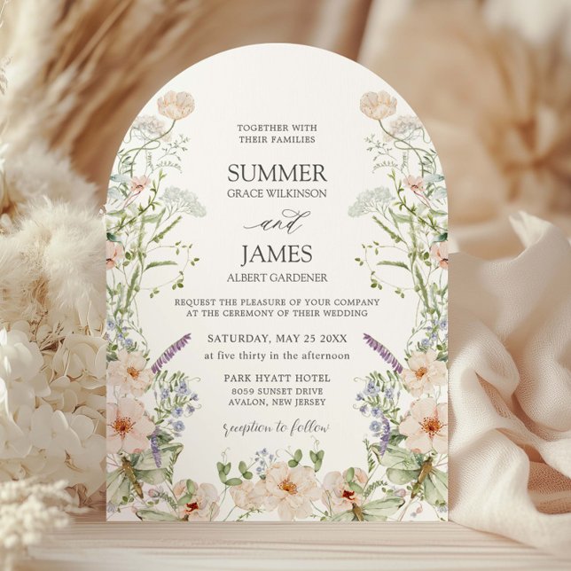 Pastel Boho Chic Wildflower Garden Floral Wedding Invitation (Creator Uploaded)