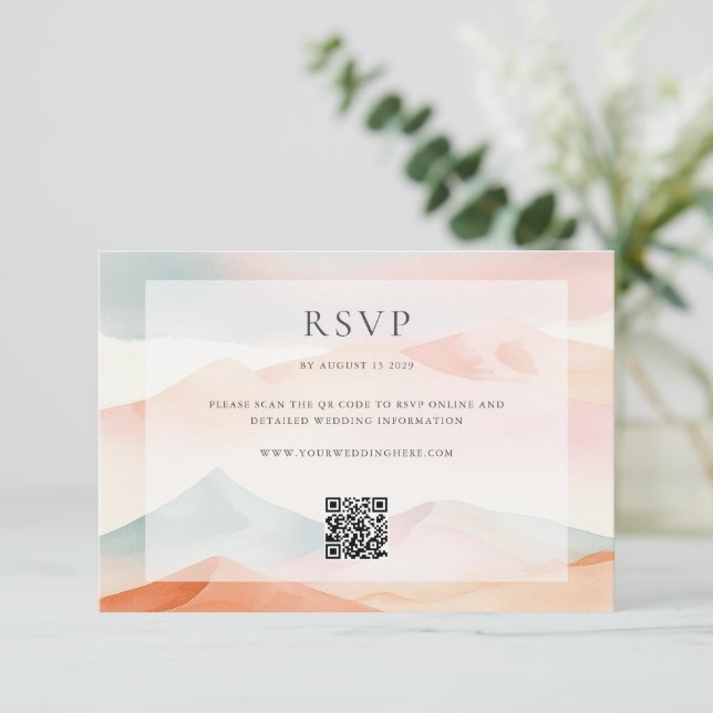 Pastel Boho Desert Wedding Details RSVP Card (Standing Front)