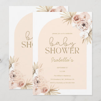 Pastel Boho Floral Arch Baby Shower Invitation
