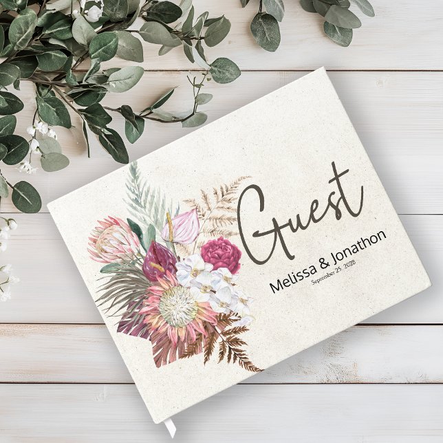 Pastel Boho Neutral Floral Wedding Guest Book (Creator Uploaded)