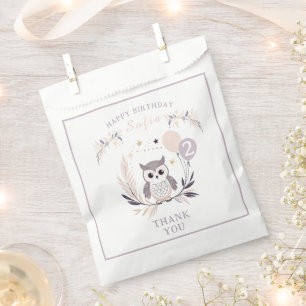 Pastel Boho Owl and Balloons Birthday Favour Bag