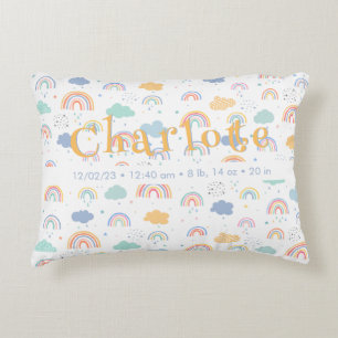 Pastel+Boho+Rainbow+Cloud+Pattern Decorative Cushion