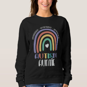 Pastel Boho Rainbow Proud Auntie Autism Family Mat Sweatshirt
