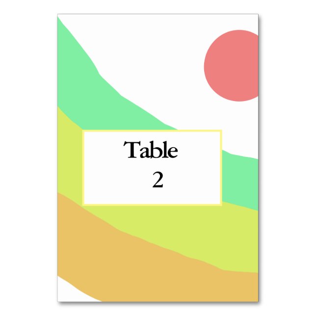 pastel boho red yellow greenadd your initials text table number (Front)