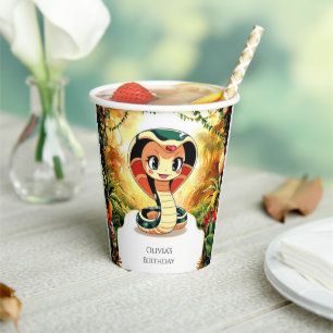 Pastel Boho Snake Birthday Paper Cups