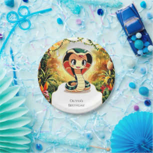 Pastel Boho Snake Birthday Paper Plate