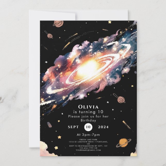 Pastel Boho Space Birthday Invitation (Front)