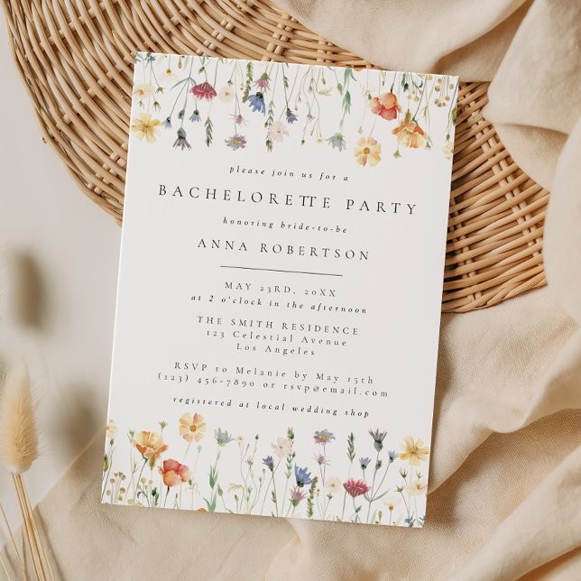 Pastel Boho Wildflower Bachelorette Party Invitation (Creator Uploaded)