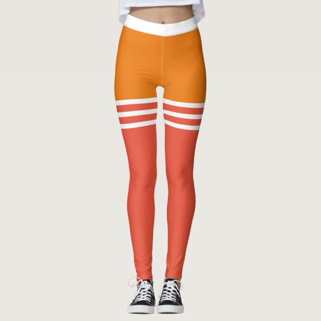 Pastel | Bold Colours mix with White Thigh Stripes Leggings (Front)