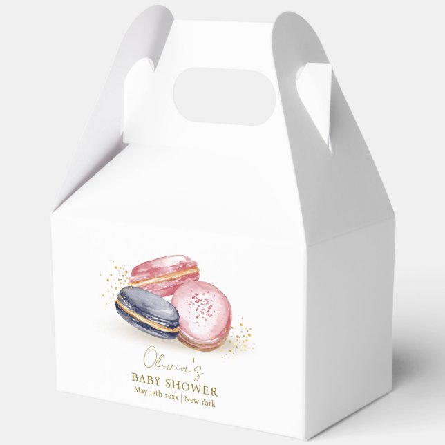 Pastel Bonjour Bébé French Macarons Baby Shower  Favour Box (Back)