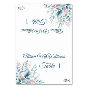 Pastel Botanical-Fish Icon-Wedding- Table Number