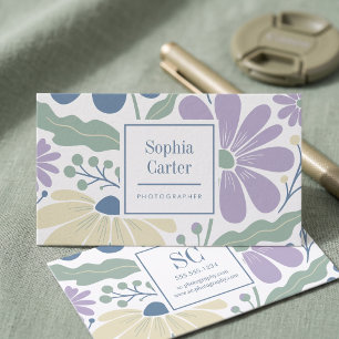 Pastel Botanical Floral Frame Business Card