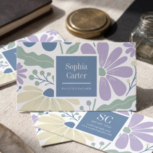 Pastel Botanical Floral Frame Business Card
