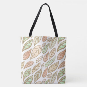 Pastel Botanical Leaf Pattern Tote Bag