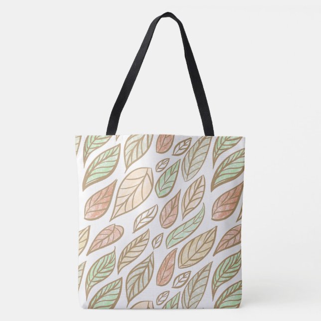 Pastel Botanical Leaf Pattern Tote Bag (Front)