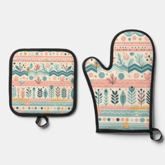 Pastel Botanical Mitts Oven Mitt & Pot Holder Set