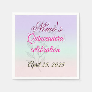 Pastel Botanical Quinceañera Napkins