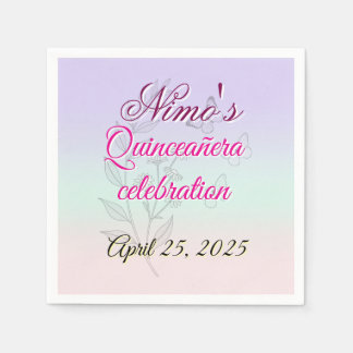 Pastel Botanical Quinceañera Napkins 