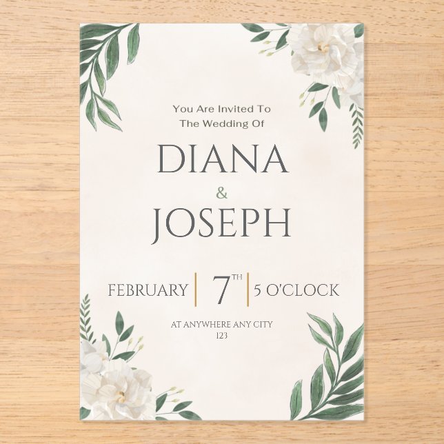 Pastel  Botanical Wedding Invitation | EditabLE (Front)