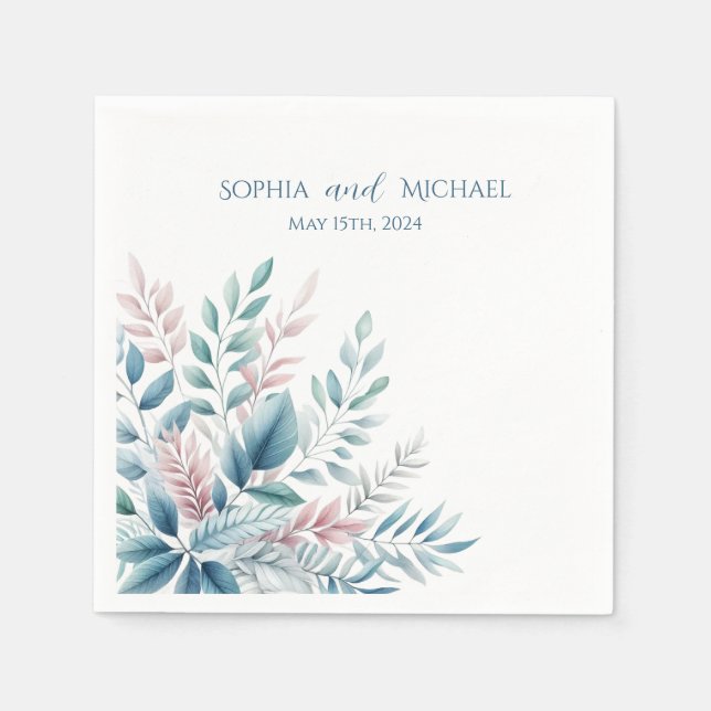 Pastel Botanical Wedding- Napkins (Front)