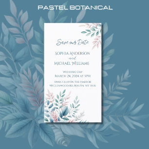 Pastel Botanical Wedding-Save the Date- Business Card
