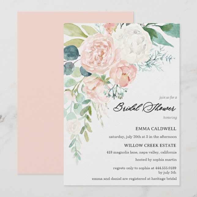 Pastel Bouquet Bridal Shower Invitation (Front/Back)