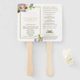 Pastel Bouquet Spring Floral Wedding Program Hand Fan