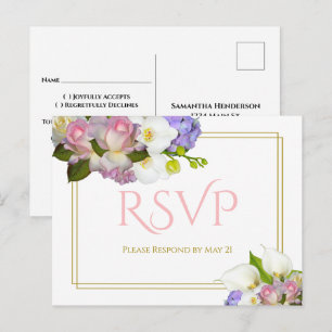 Pastel Bouquet Spring Floral Wedding RSVP Postcard