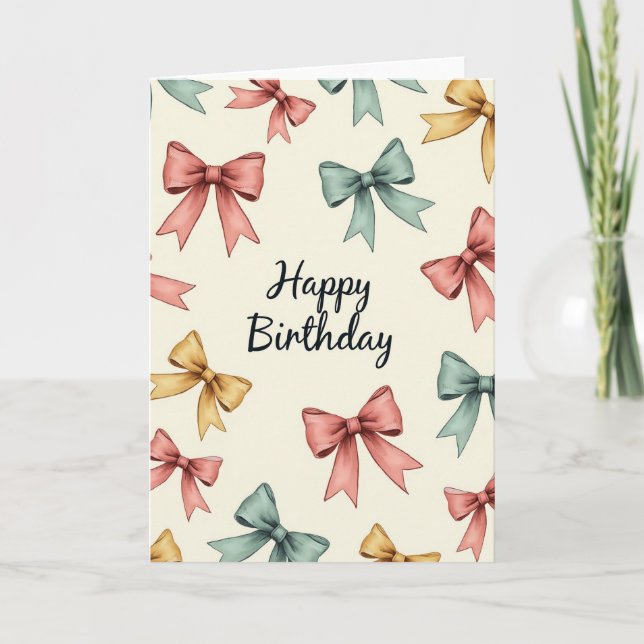 Pastel Bows Birthday Card (Front)