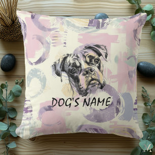 Pastel Boxer Dog Portrait – Artistic Brushstroke Cushion