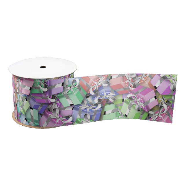pastel boxes ribbon satin ribbon (Spool)