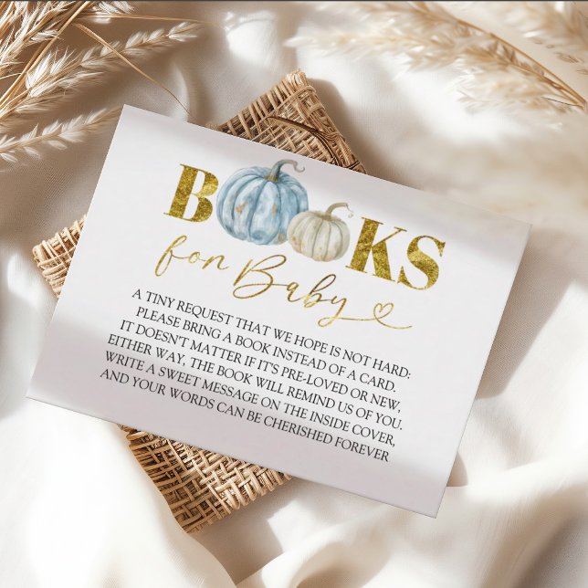 Pastel Boy Pumpkin Baby Shower Books For Baby Enclosure Card (Creator Uploaded)