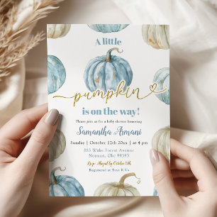Pastel Boy Pumpkin Is On The Way Baby Shower Invitation