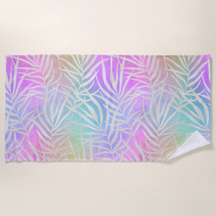 Pastel Breeze Palm Leaf Beach Towel