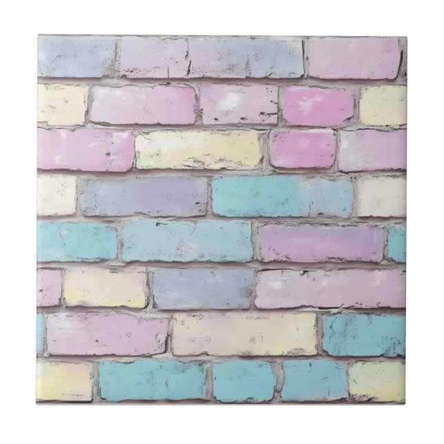 Pastel Brick Pattern Ceramic Tile (Front)