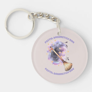 Pastel Broomstick Ride – Whimsical Witch Broom Key Ring