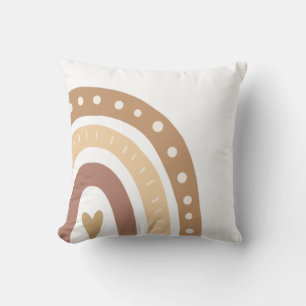 Pastel Brown Boho Rainbow Throw Pillow
