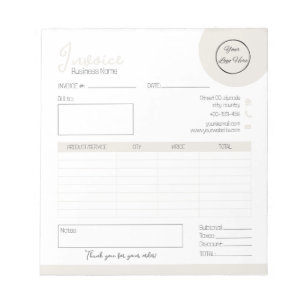 Pastel brown with logo feminine business invoice notepad