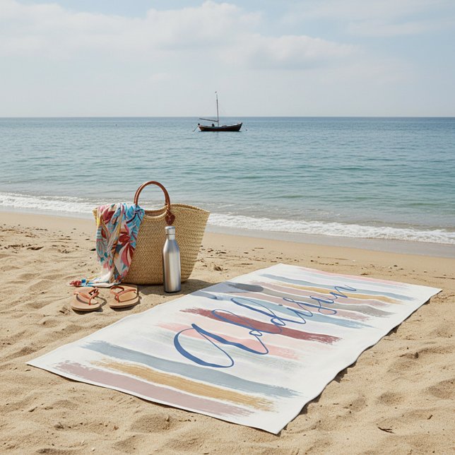 Pastel brush strokes personalised  beach towel (Creator Uploaded)