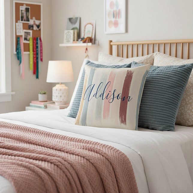 Pastel brush strokes personalised cushion (Creator Uploaded)